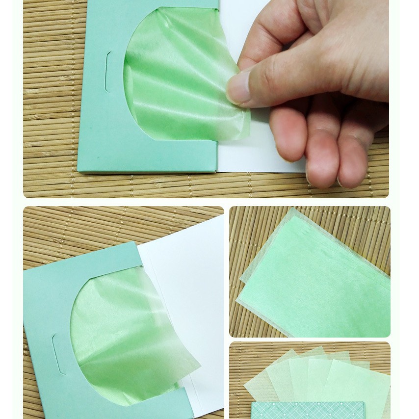 Gói 100 Tờ Giấy Thấm Dầu Sạch Da Thấm Mồ Hôi Hương Trà Xanh Thơm Mát Tiện Dụng