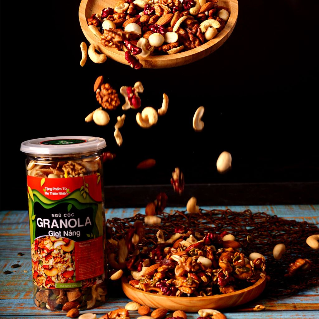 Granola siêu hạt 100% Hạt & Quả ngũ cốc dinh dưỡng eat clean hỗ trợ giảm cân hộp 500g từ Nông Sản Giọt Nắng