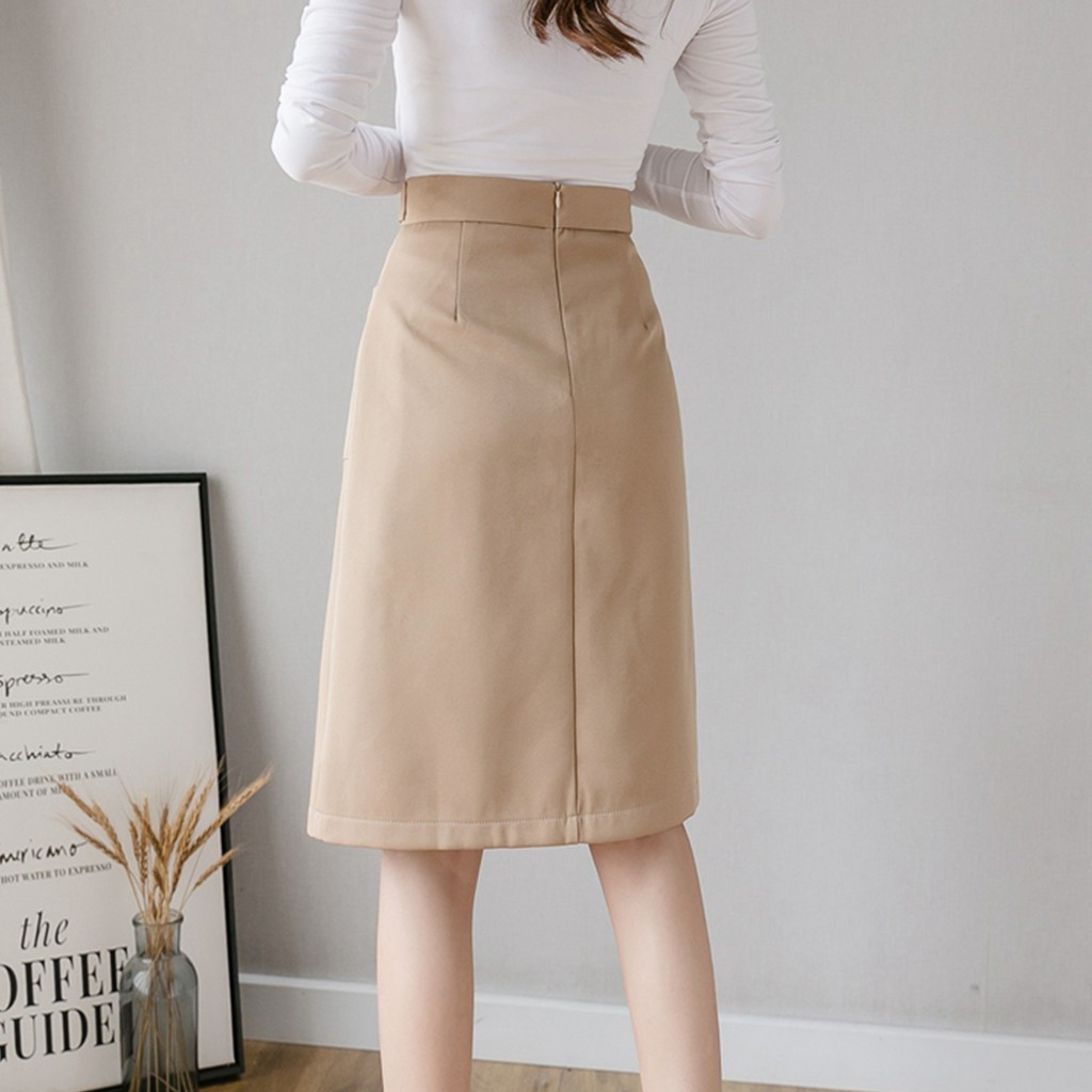 Chân váy chữ a dài lưng cao công sở xẻ tà bigsize VAVASA CV04