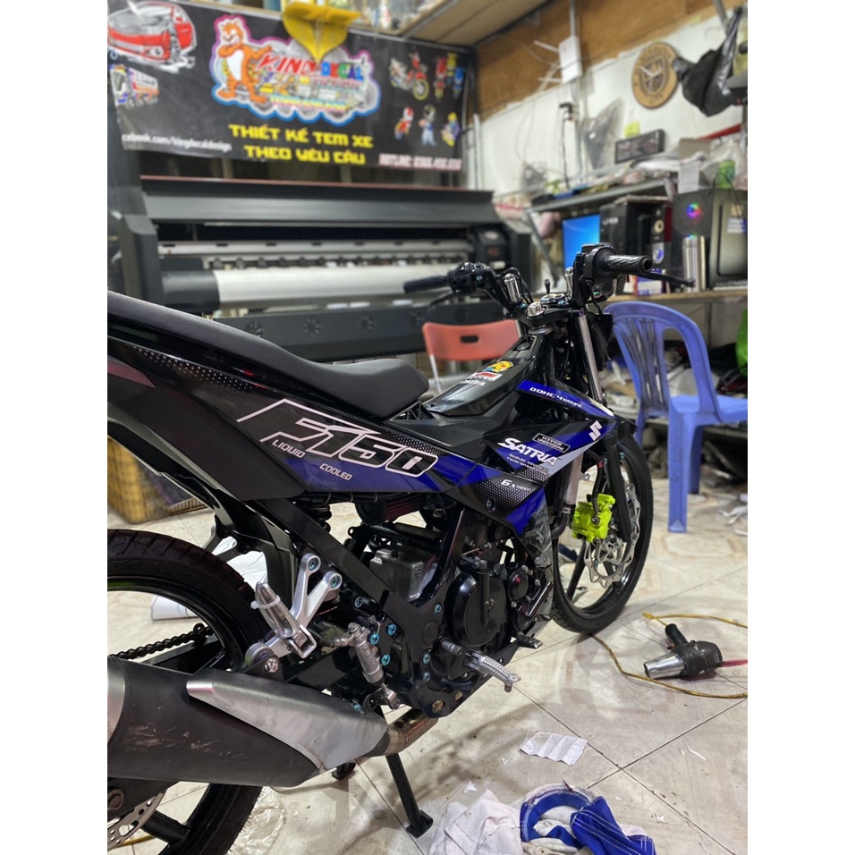 Tem Rời Satria mẫu zin màu đen xanh trắng xám