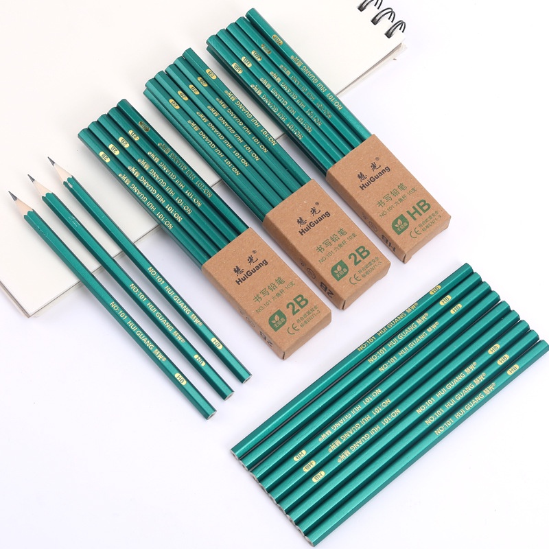 Bút chì, viết chì lục giác gỗ - loại 2B/HB - 10 chiếc/hộp