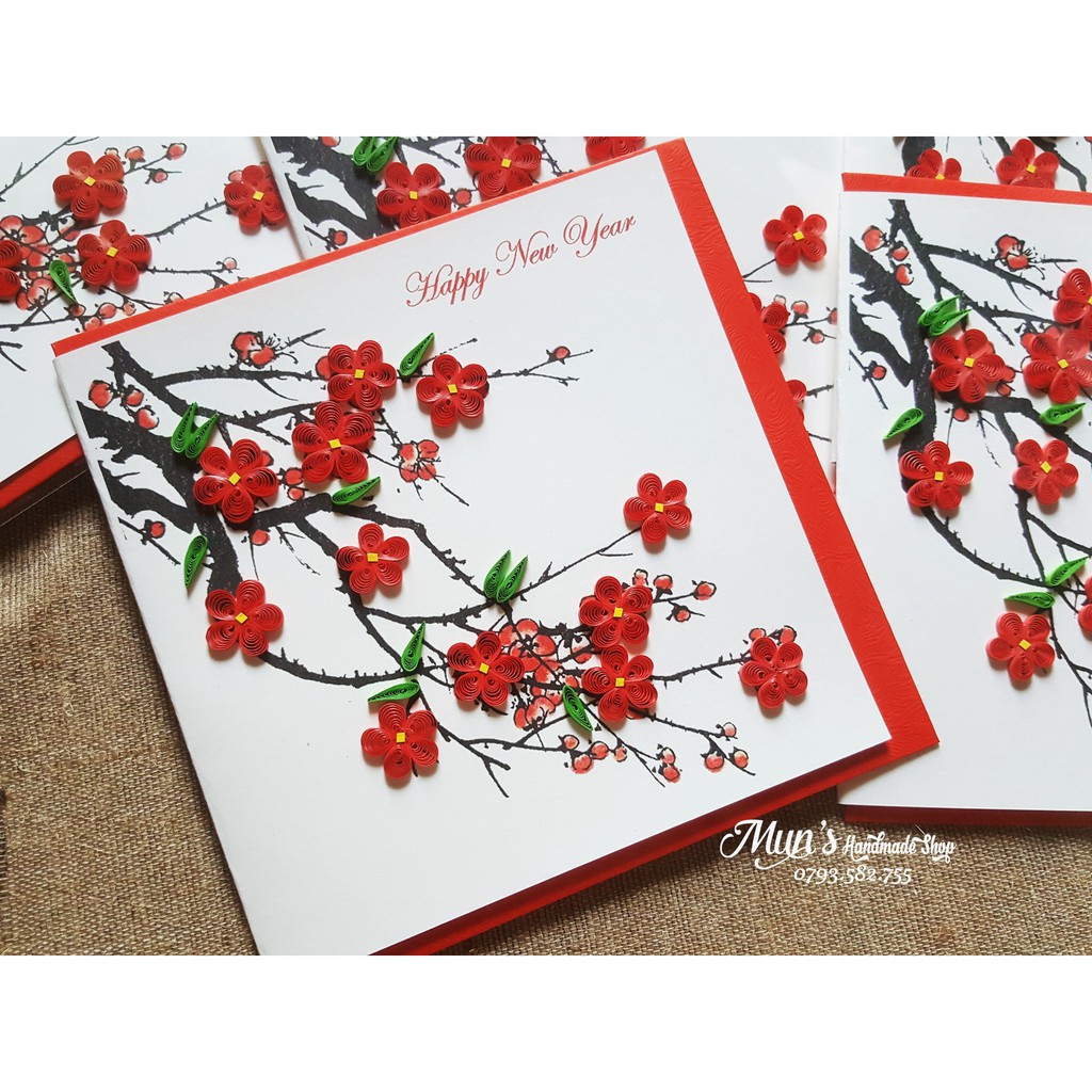 Thiệp Tết giấy xoắn [20 MẪU] ❤ Xuân 2022 - Quilling cards