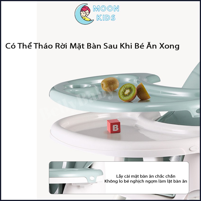 [Có Bánh Xe] - Ghế Ăn Dặm BellyBaby - Umoo 2021 Thiết Kế Cao Cấp Full Phụ Kiện (Model BB105&&BB102)