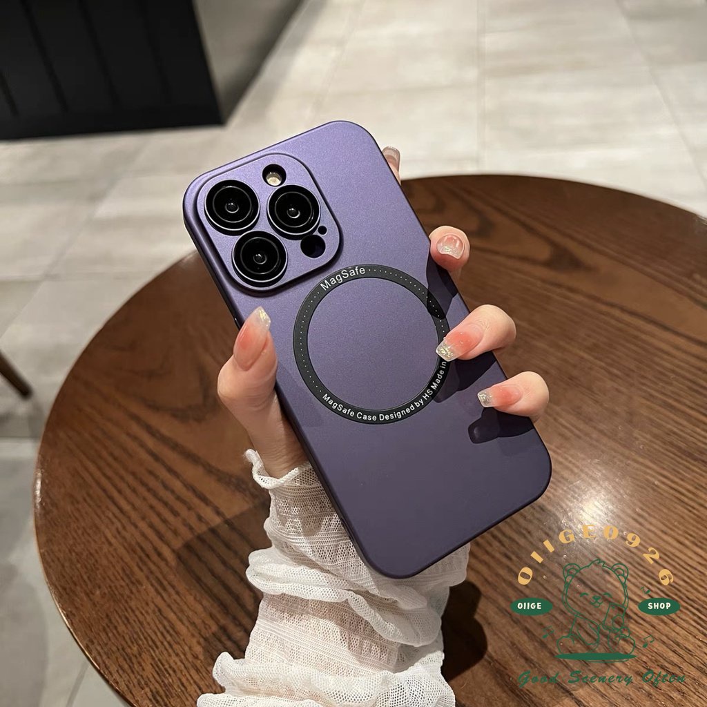 Ốp Điện Thoại PC Hít Nam Châm Có Màng Bảo Vệ Ống Kính Máy Ảnh Cho Iphone14 13 12 Pro Max Plus