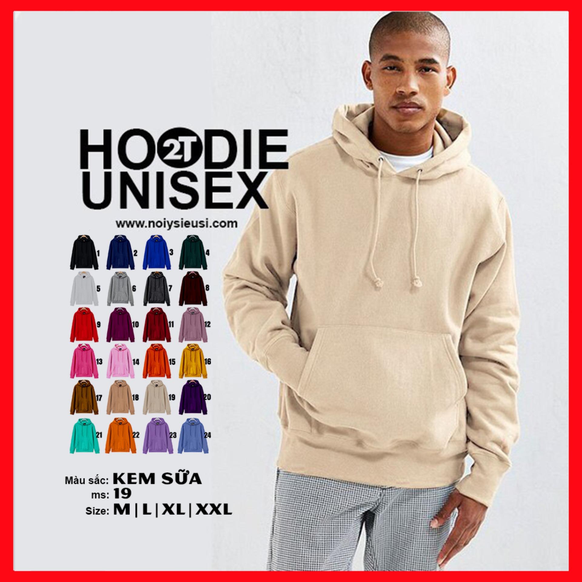 [HOT] Áo Khoác Nỉ Bông Hoodie Trơn Unisex  - Nón May Đắp 2 Lớp - Xỏ Ngón Cái (Kem Sữa)