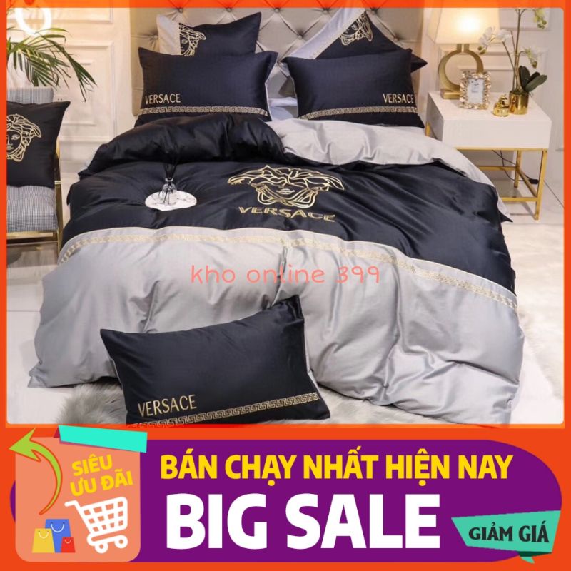 [RẺ VÔ ĐỊCH] set chăn ga gối lụa in thương hiệu 4 món và 6 món, chăn ga gối nệm, ga trải giường, vỏ gối