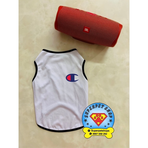 ÁO THÚ CƯNG LOGO CHAMPION PHỐI TRẮNG ĐEN SIÊU XINH GIẢ RẺ