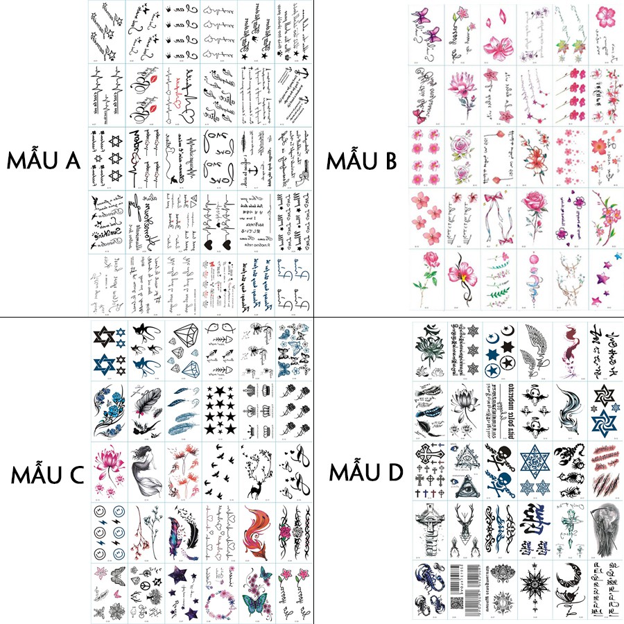 30 Tờ Hình Xăm Dán Tattoo Xăm Nước Tha Thu Từ 55 - 120 Mẫu
