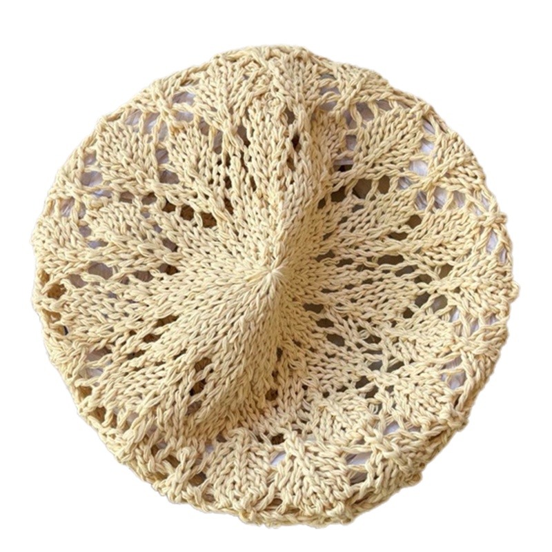 Mũ Beret Đan Bằng Rơm Thoáng Khí Thời Trang