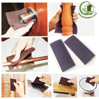 Miếng cước lau chùi đa năng màu tím, đánh bóng nồi niêu, lau chùi đồ gỗ, kim loại - miếng 9cm x 20,5cm