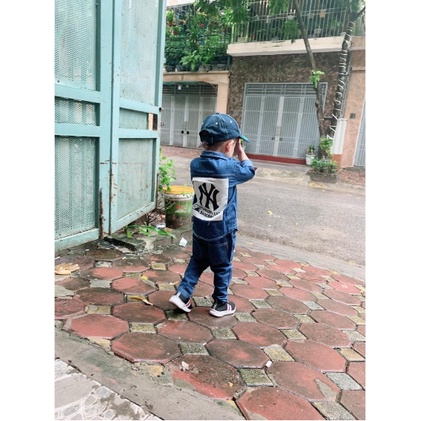 Bộ đồ bé trai - ⚡️Free Ship⚡️- Set sơ mi Jean NY chất liệu cao cấp vô cùng bảnh trai từ 8-24kg