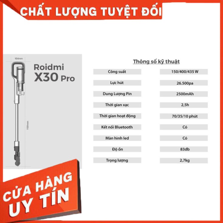 [HÀNG CHÍNH HÃNG] [ ẢNH THẬT] Máy Hút Bụi LAU NHÀ Cầm Tay Xiaomi Roidmi X30 Pro [CHO KHÁCH XEM HÀNG]