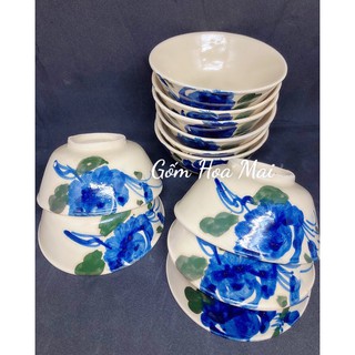 Chén bông bí xanh ( chén cua bí xanh đường kính 12cm)