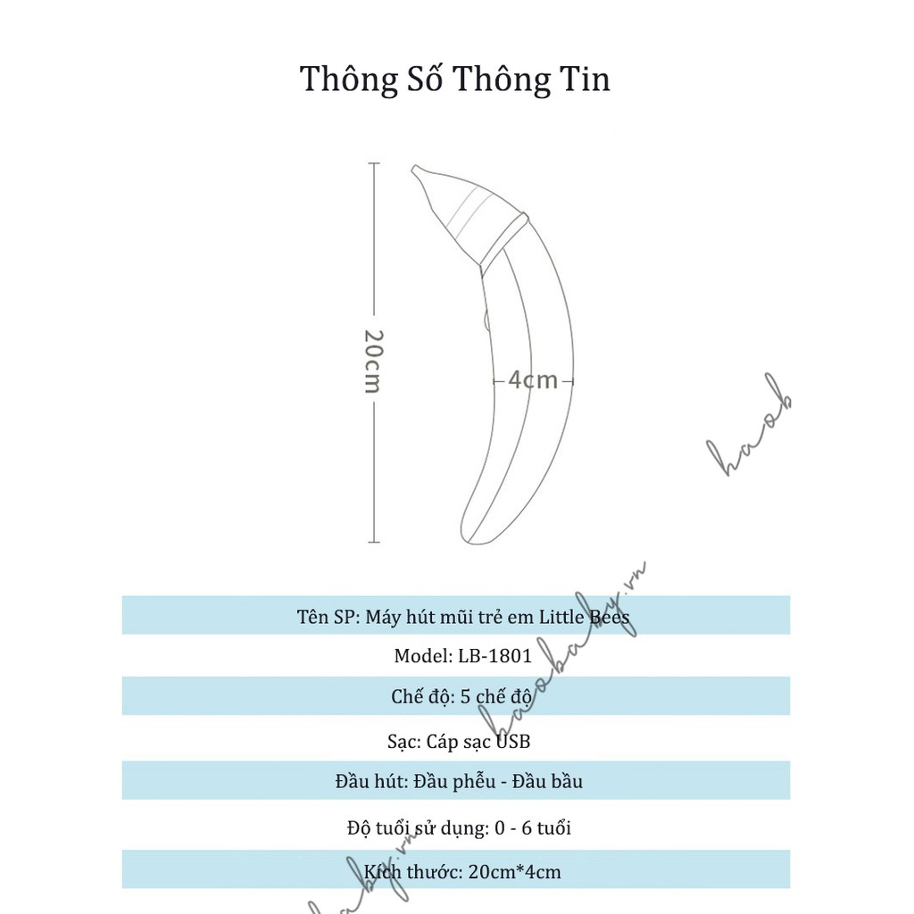 [Hút mũi điện] Máy hút mũi cho bé LITTLE BEES pin điện, dụng cụ vệ sinh mũi tự động cho bé sơ sinh