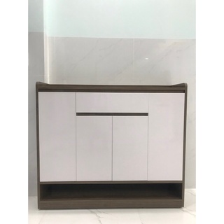 Tủ giày hiện đại cánh trắng phối hông màu gỗ loại nhựa chất lượng Juno Sofa ngang 1,2m x cao 1m x sâu 0,31 m