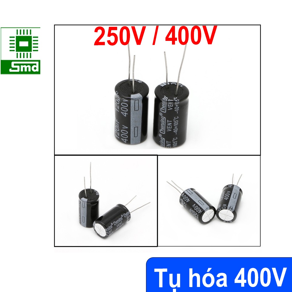 Tụ hóa 250V 400V các giá trị, Tụ phân cực lọc nguồn Chongx 1uf 10uf 47uf 100uf 220uf 470uf linh kiện điện tử SMD