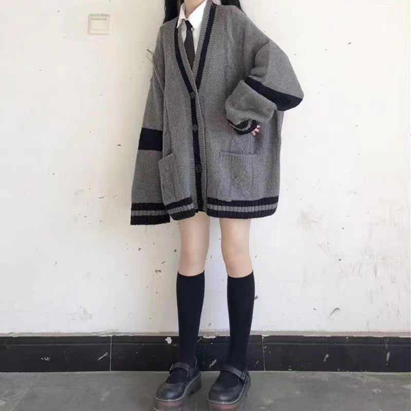 Áo Cardigan Len Xám Phối Viền - Titto Closet | BigBuy360 - bigbuy360.vn