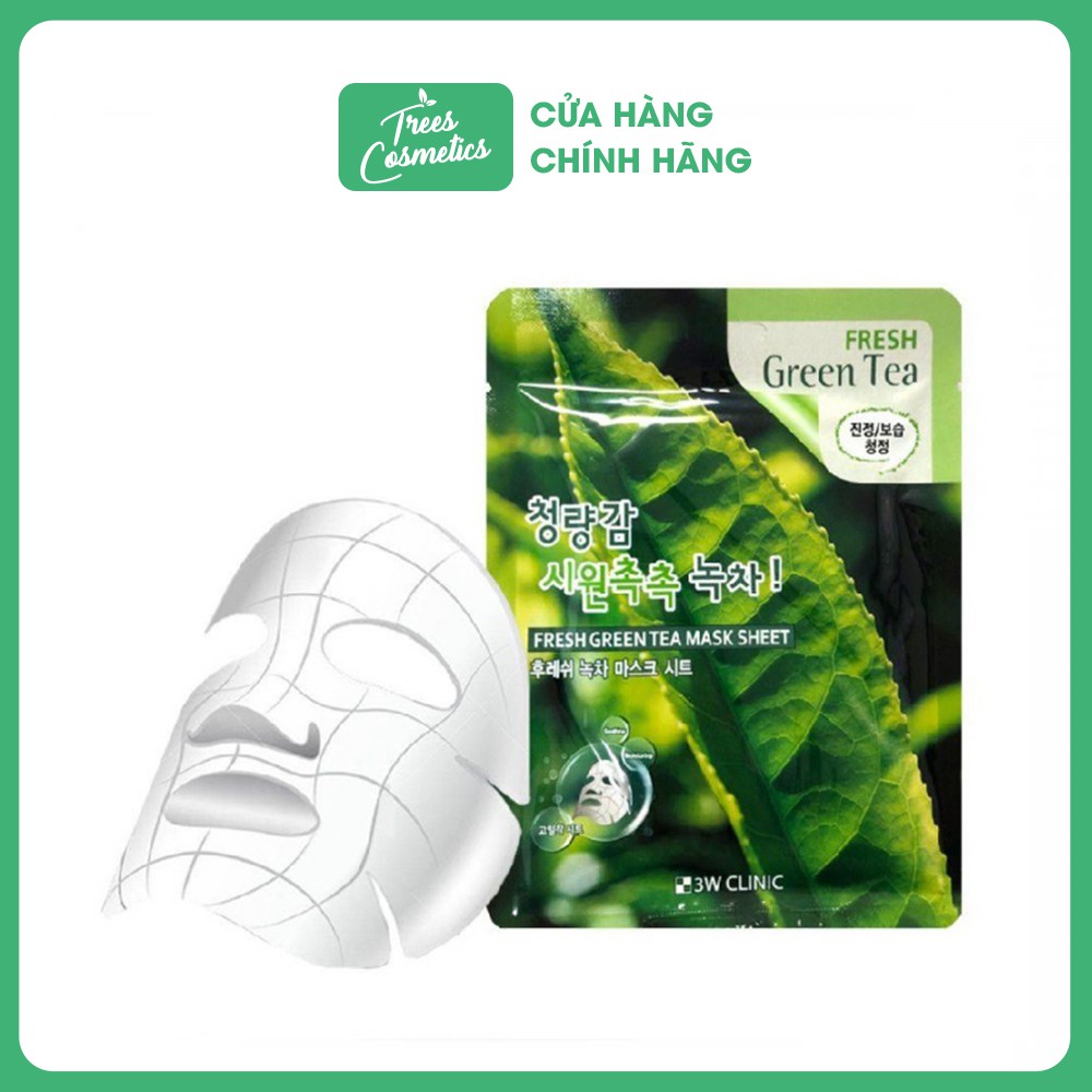 Mặt nạ chiết xuất từ trà xanh dưỡng da 3W CLINIC FRESH PLACENTA MASK 23ml - Hàn Quốc Chính Hãng