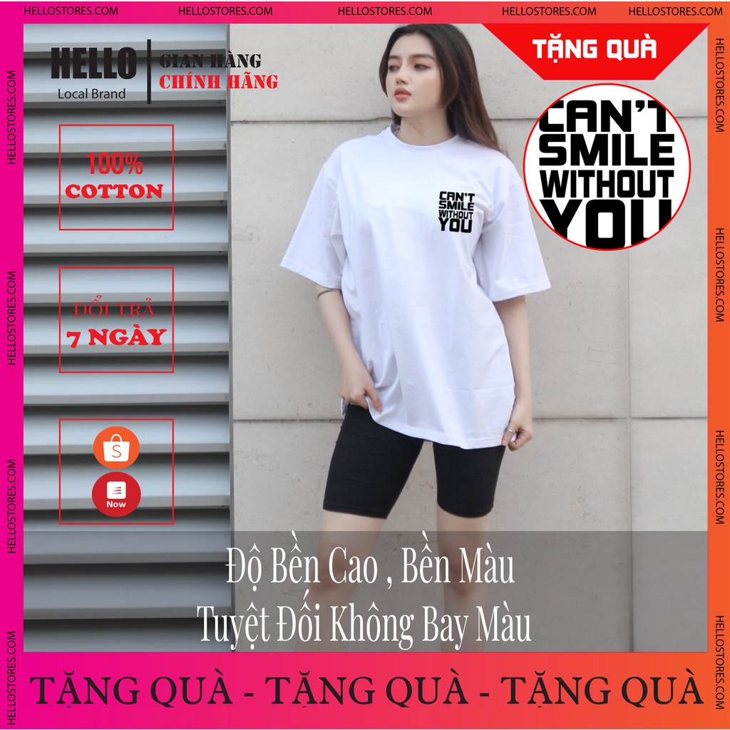 Áo Thun Nam Cổ Tròn Form Rộng Streetwear Áo Phông Unisex Cotton Oversize Hello Can't Smile_Ap33 | BigBuy360 - bigbuy360.vn