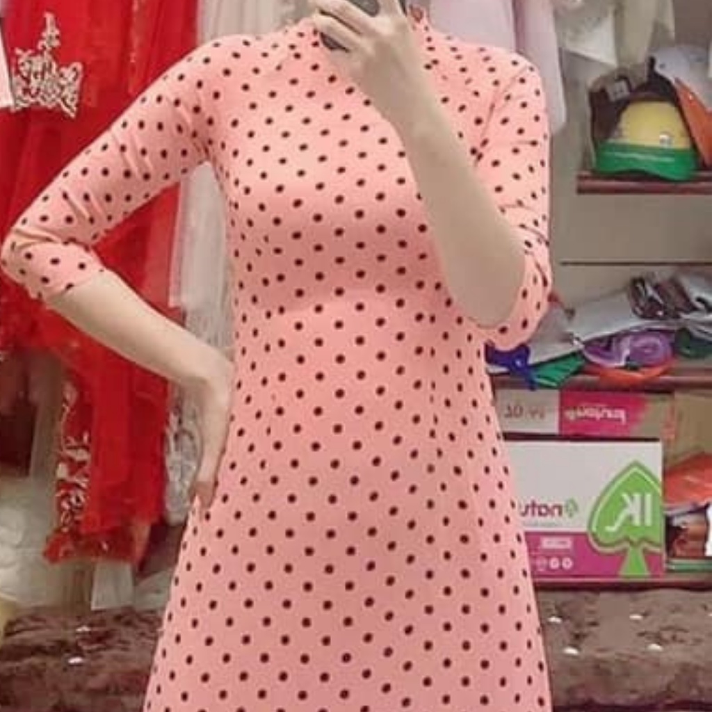 Áo dài chấm bi thời trang may sẵn