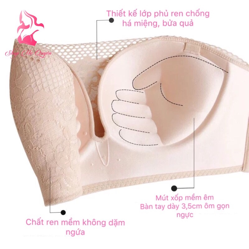 Áo chống tụt, Áo quây ren, Áo không dây mút xốp bàn tay siêu nâng ngực tạo khe