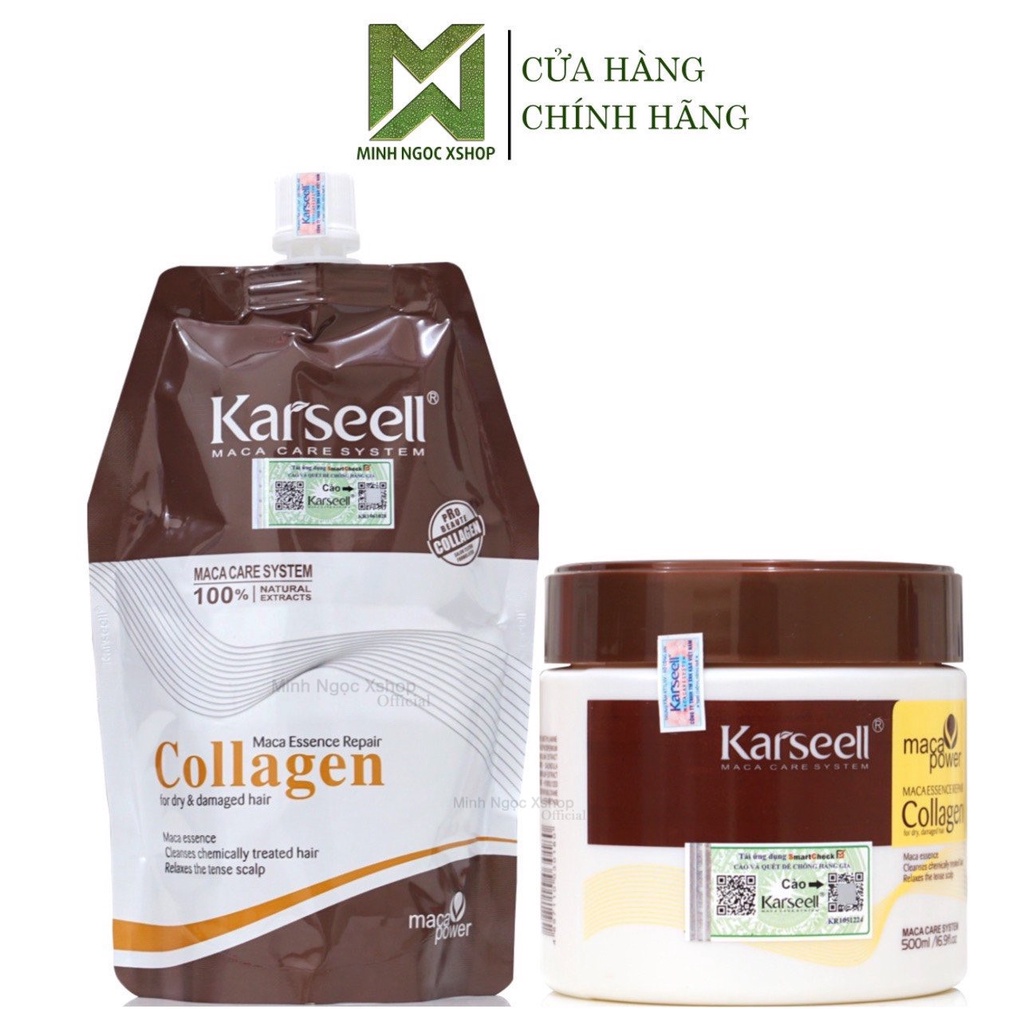 Kem ủ tóc phục hồi siêu mượt Collagen KARSEELL Maca 500ml, tóc đẹp chuẩn salon ngay tại nhà