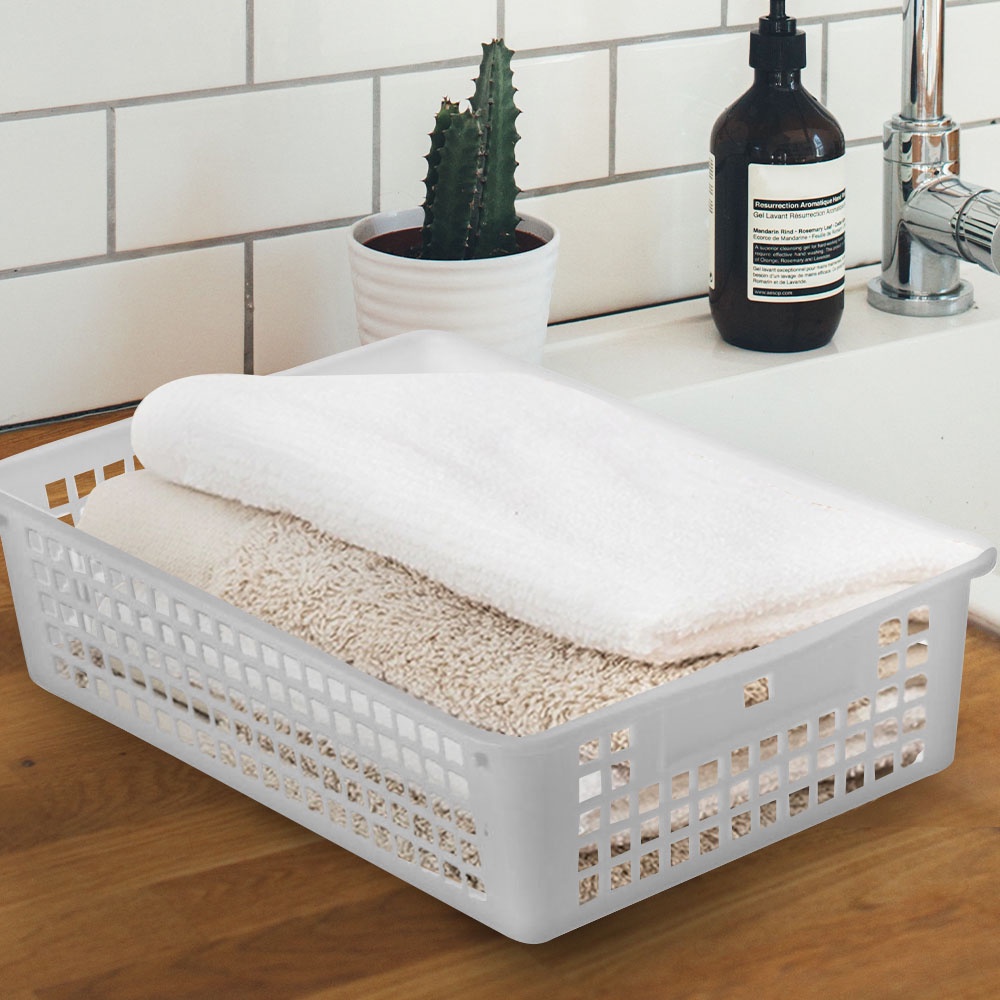 HomeBase KECH Rổ nhựa dùng trong nhà bếp Thái Lan 5180 W15.5xD23.8xH6.1cm màu trắng