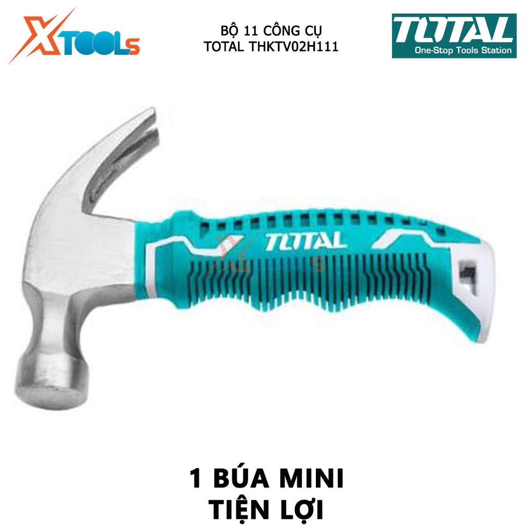 Bộ đồ nghề gia dụng 11 chi tiết TOTAL THKTV02H111 | bộ 11 công cụ đặt trong Hộp nhựa bảo vệ, thao tác dễ dàng, tiện lợi
