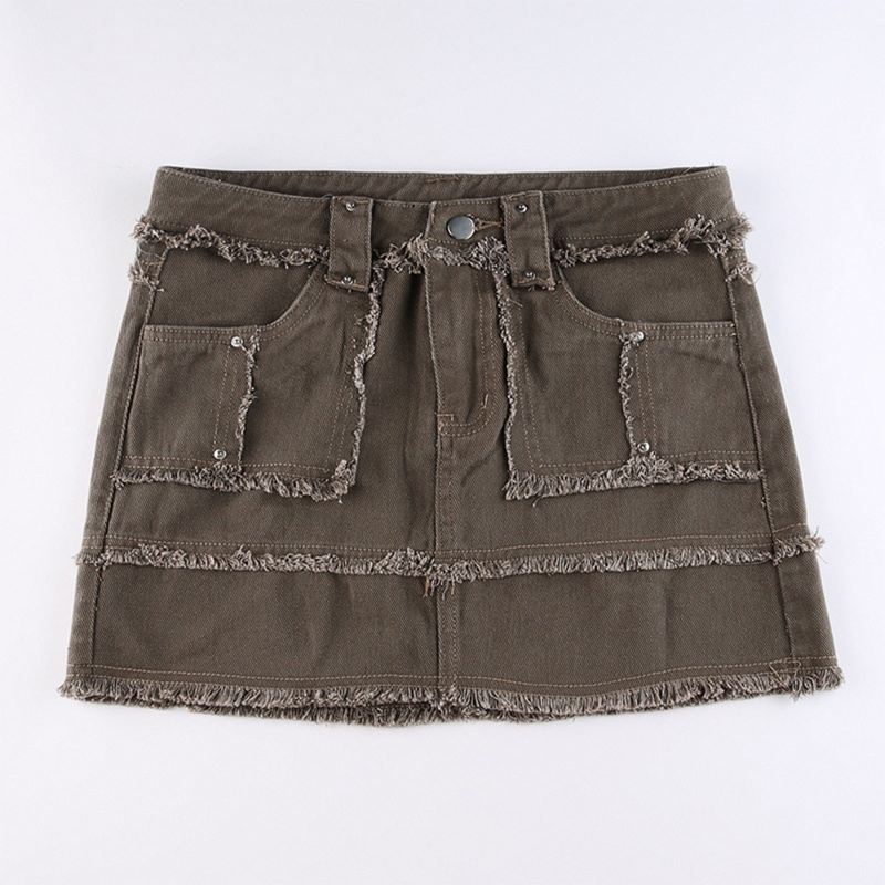 Chân Váy Jeans Lưng Thấp Phong Cách Gothic Thời Trang Cho Nữ Màu Sắc