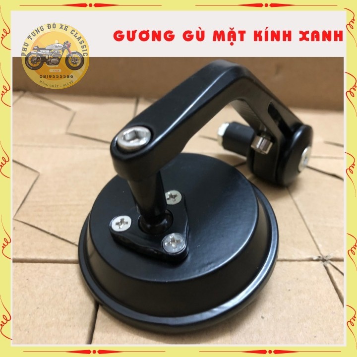 Gương gù tròn CLASSIC gắn gù tay lái mặt kính chất liệu nhôm cnc cao cấp