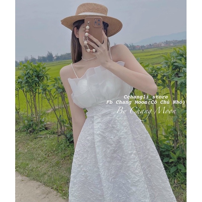 ĐẦM GẤM XẾP NGỰC TƠ 2 DÂY