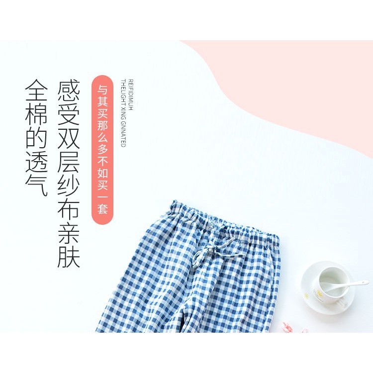 Bộ Đồ Ngủ Vải Cotton Mỏng Dáng Rộng Kẻ Sọc Kiểu Nhật Bản Cho Các Cặp Đôi đẹp *