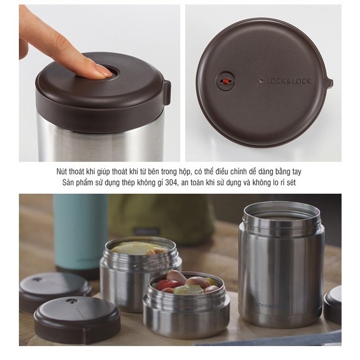 Bộ 3 Hộp Cơm Giữ Nhiệt Lock&Lock Mushroom LHC8025SLV | BigBuy360 - bigbuy360.vn