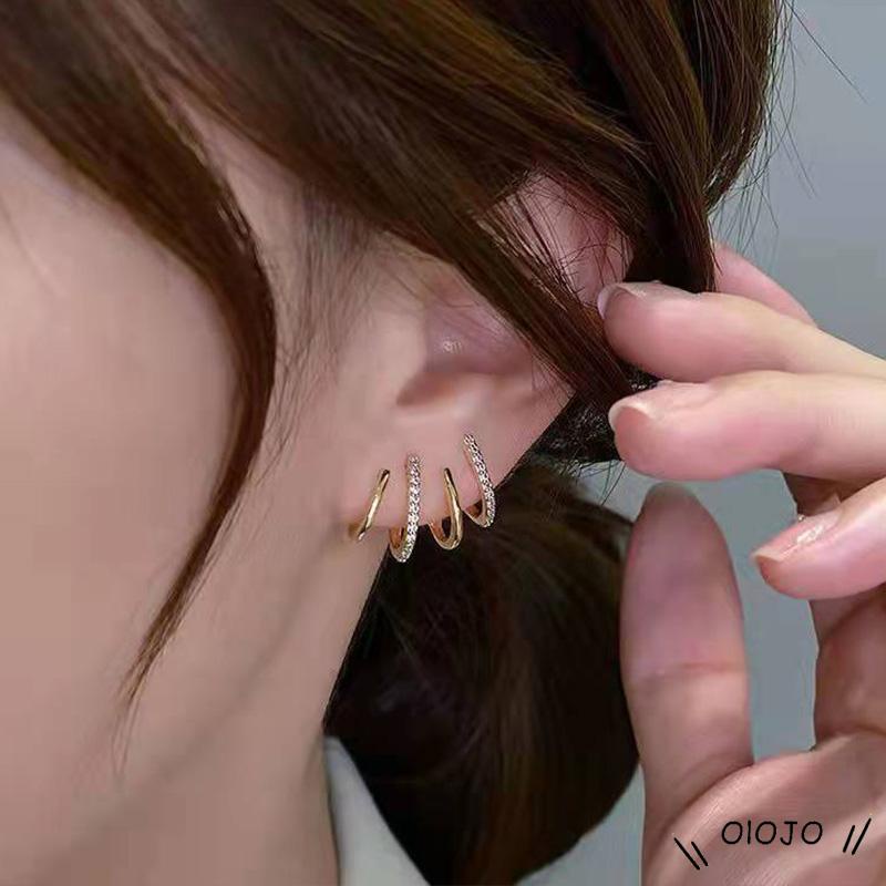 (OLOJO.vn) Bông Tai Kim Loại Hình Học Kim Cương Hình Học
