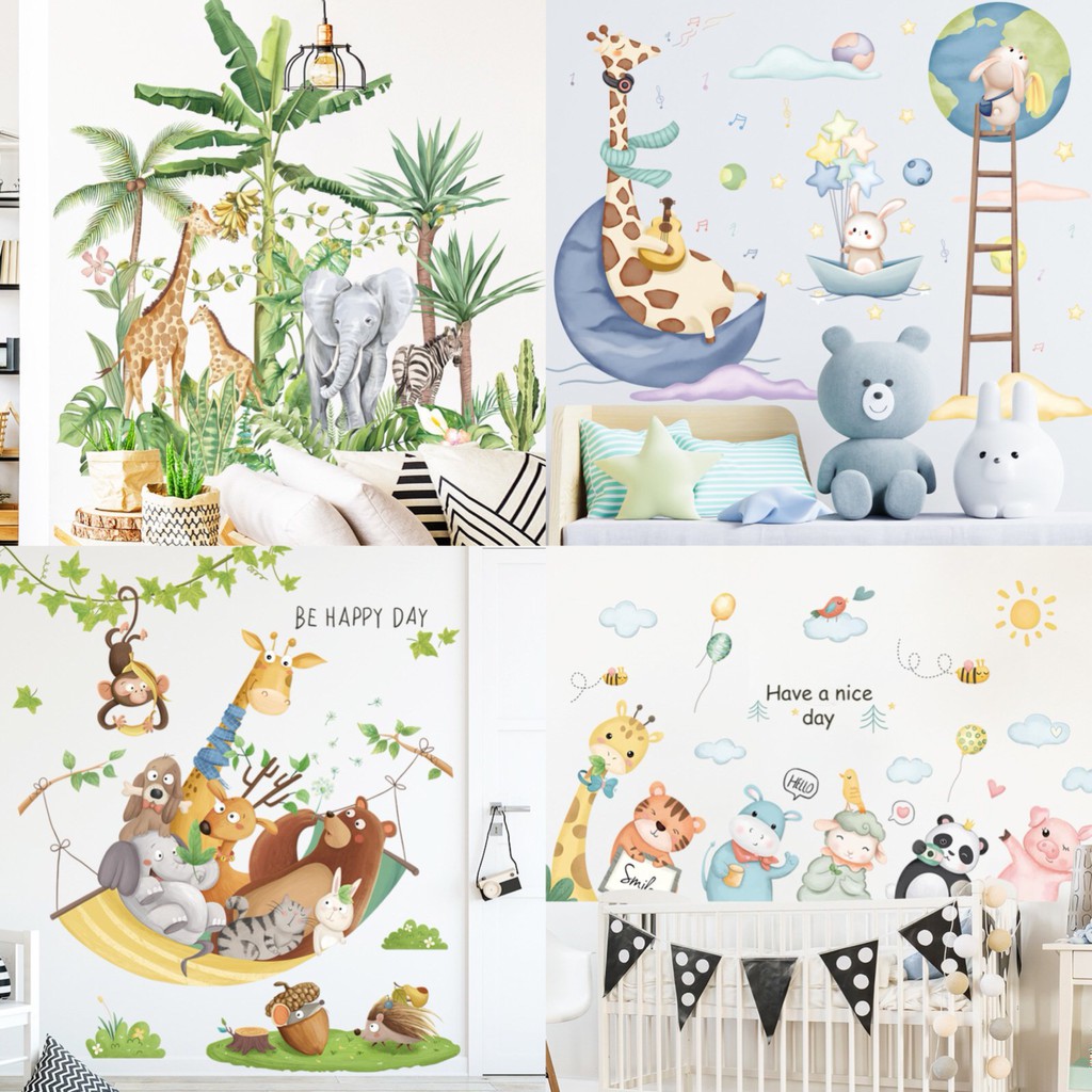[NHIỀU MẪU] decal dán tường động vật, cây cối phong cách bắc âu