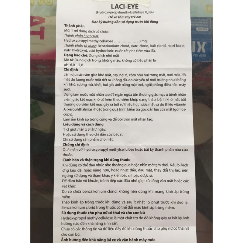 Dung dịch nhỏ mắt LACI EYE 10ml nước mắt nhân tạo