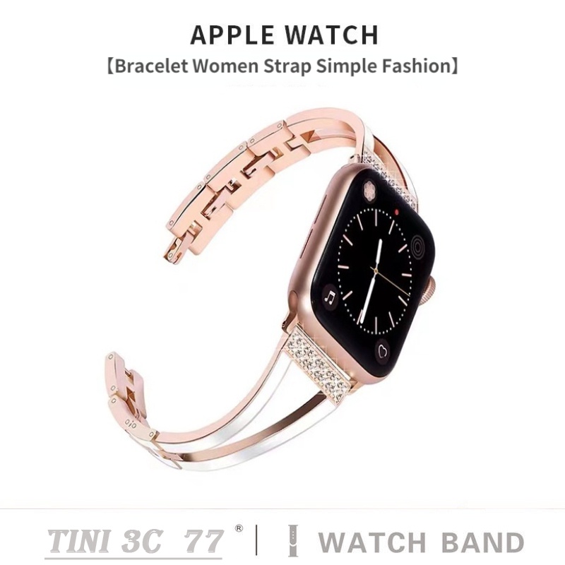 Dây Đeo Đồng Hồ Bằng Kim Loại 41mm 44mm 38 40 45mm Sang Trọng Cho Apple Watch 7th Generation SE 6/5/4/3