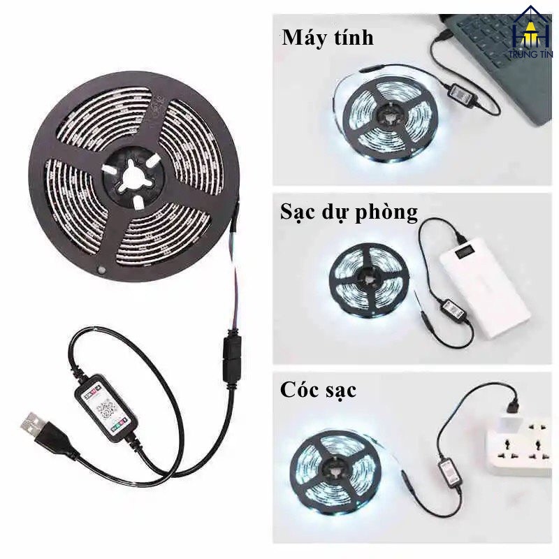 Cuộn Dây Đèn LED Dán 5M 5050 Trang Trí RGB Bọc SILICON chống nước nhiều Màu Nháy theo nhạc, đổi màu NOEL