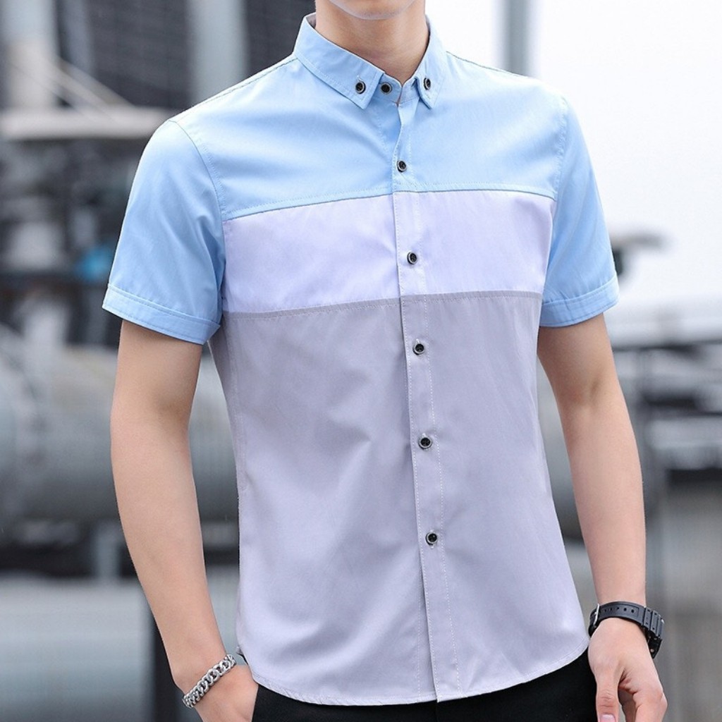 Áo sơ mi nam ngắn tay phối 3 màu tone Pastel Thời trang nam tính Top Fashion Shop | BigBuy360 - bigbuy360.vn