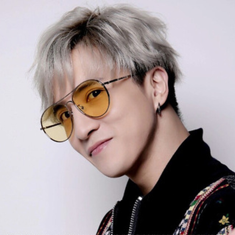 (YUZHU) Kính Mát Gọng Kim Loại Hình Oval Hai Màu Sắc Phong Cách INS Retro Thời Trang Unisex