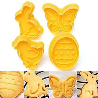 Set 4 Khuôn Cắt Nhựa Làm Bánh Cookie Hình Thỏ Phục Sinh Đẹp Mắt