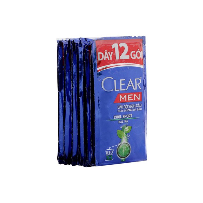 Dầu gội Clear Men Bạc hà dây 12 gói x 5g