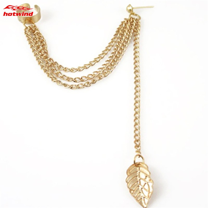 Đôi bông tai dáng dài phối hình chiếc lá độc đáo cá tính cho nữ