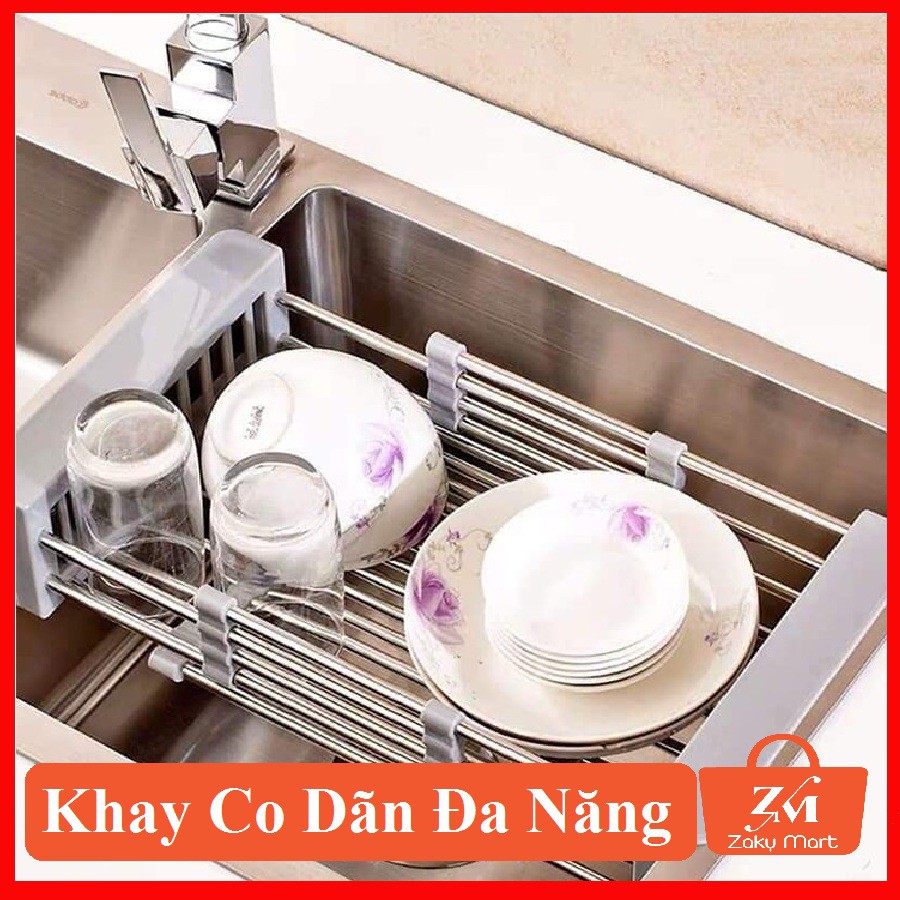 [Ảnh Thật+Video][Loại 1] Khay Đa Năng Để Chậu Rửa Chén Cao Cấp - Rổ Kệ Đa Năng Co Giãn - Rửa Rau, Trái Cây, Úp Chén...