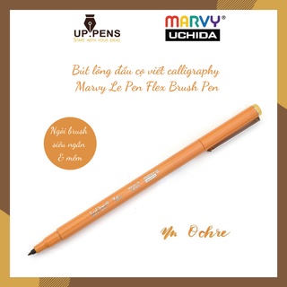 Bút lông đầu cọ viết calligraphy Marvy Le Pen Flex Brush Pen - Màu vàng đất pastel (Ochre)