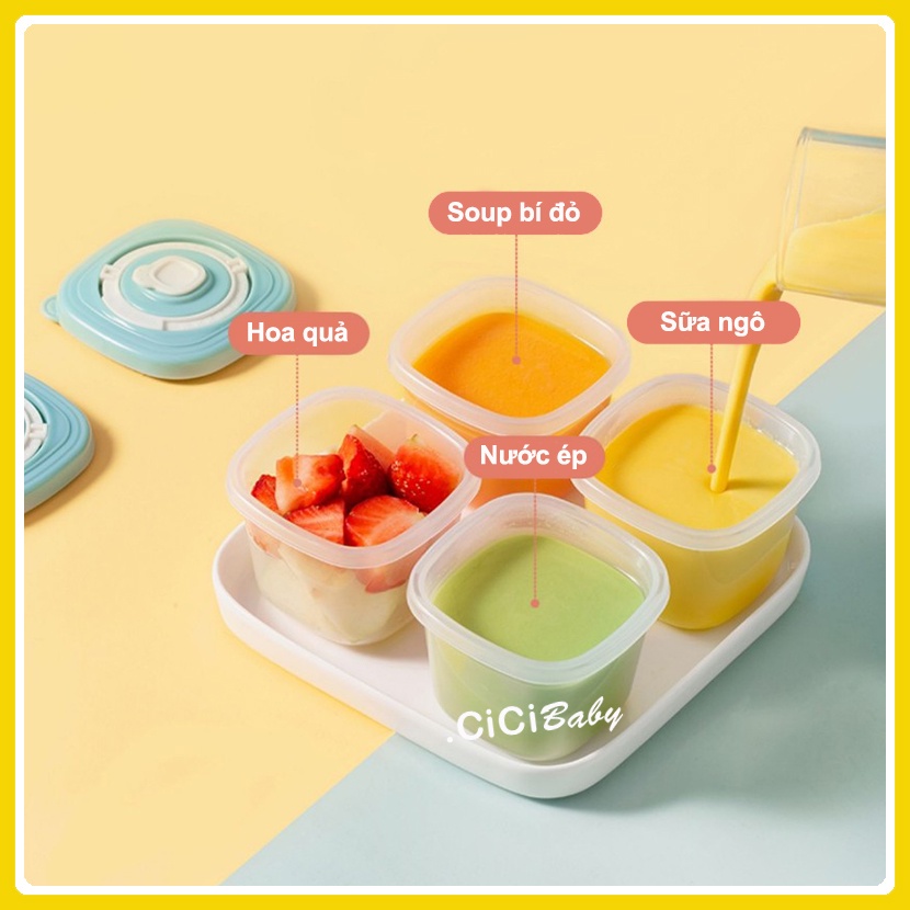 Hộp trữ đông đồ ăn dặm cho bé thương hiệu MISUTA, hộp đựng thực phẩm dung tích 120ml, dùng được trong lò vi sóng