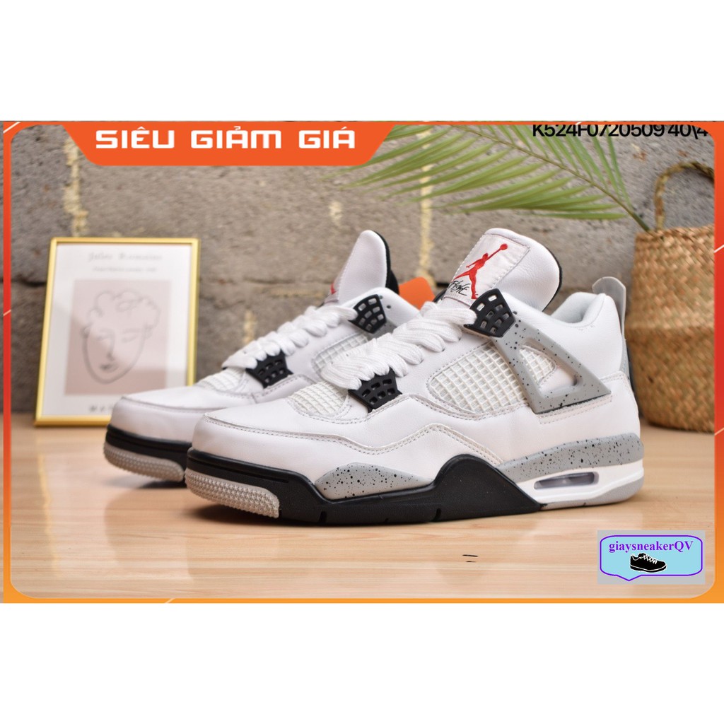 Giày thể thao Air Jordan 4 Retro OG cement siêu đẹp, sang chảnh dành cho nam và nữ , dây giày đỏ JD4