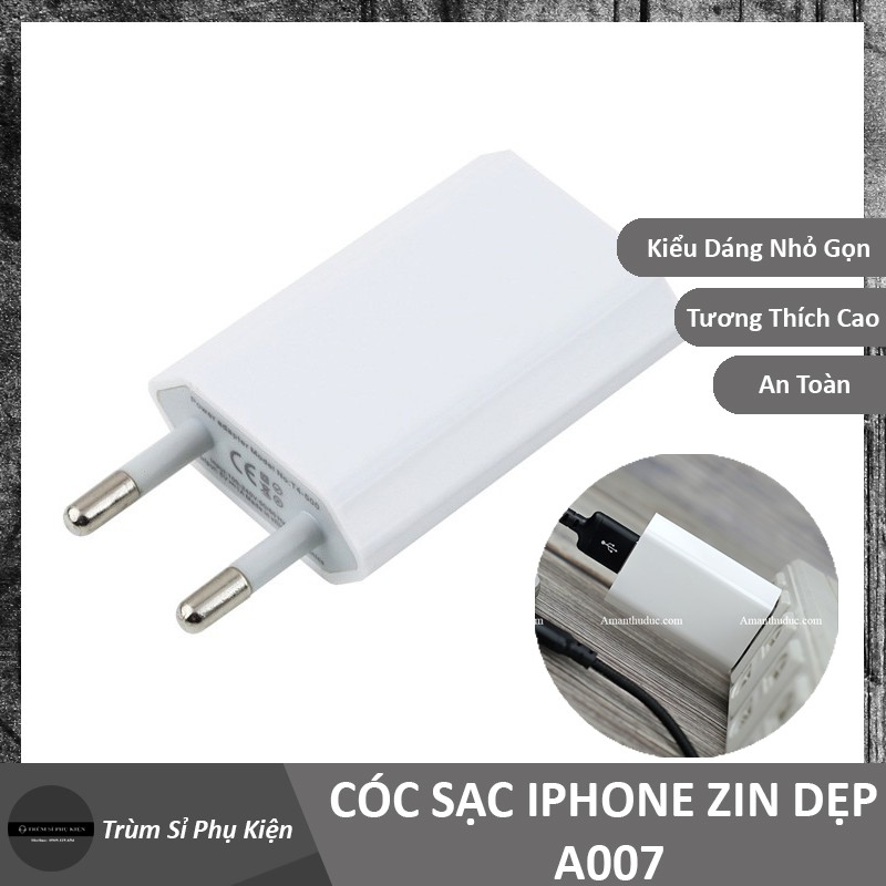 (SALE) Củ sạc iPhone Zin Dẹp A007 1A Tốc Độ Ổn Định