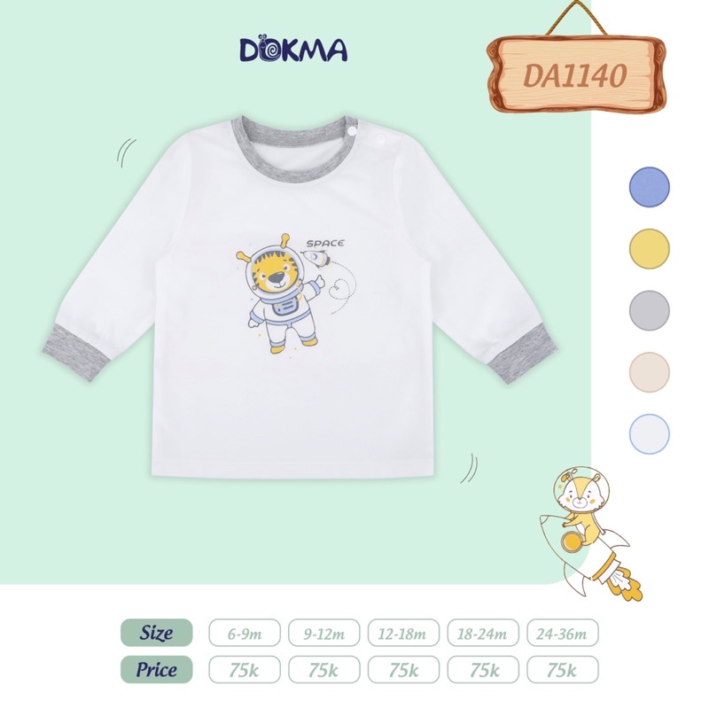 Áo cài vài dài tay bé trai dokma (9-36m)DA1140