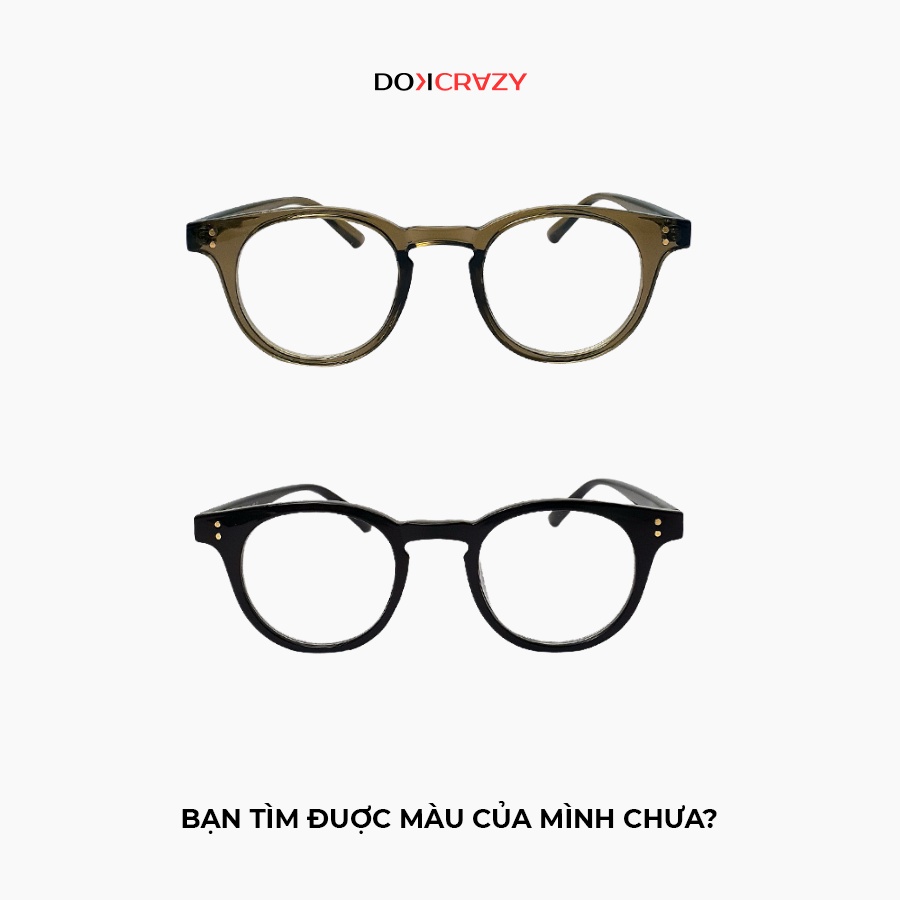 Gọng kính mắt tròn DOKCRAZY LECO nhựa sinh học cao cấp, dáng Hàn Quốc, mắt kính chống ánh sáng xanh thay được tròng cận